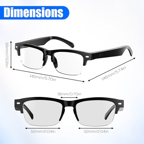 Image of AI Smart Glasses for Women Men, Anti-blue Light & Photochromic Lenses, Open-ear Half-frame Design, 26.1g Lightweight Music Eyeglasses, Bluetooth Glasses with Speakers for Travel Sports Business（YX01-A