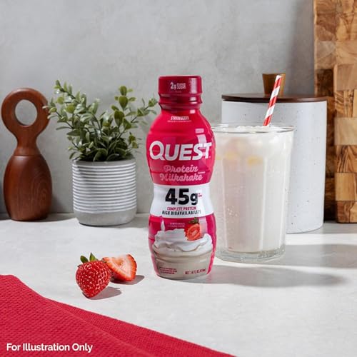 Image of Quest Nutrition Strawberry Protein Shake, 45g Protein, 2g Sugar, 4g Net Carbs, Ready to Drink, Gluten Free, (Pack of 24)