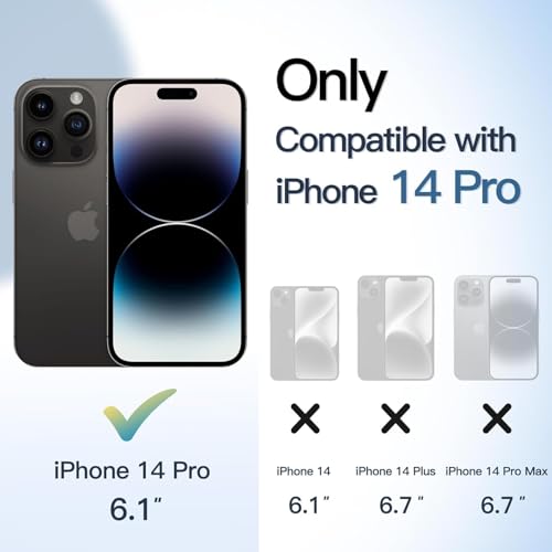 Image of Magnetic Case for iPhone 14 Pro 6.1-Inch Compatible with MagSafe, Shockproof Phone Bumper Cover, Solid Color Matte TPU Frame, Anti-Scratch Clear Back (Black)