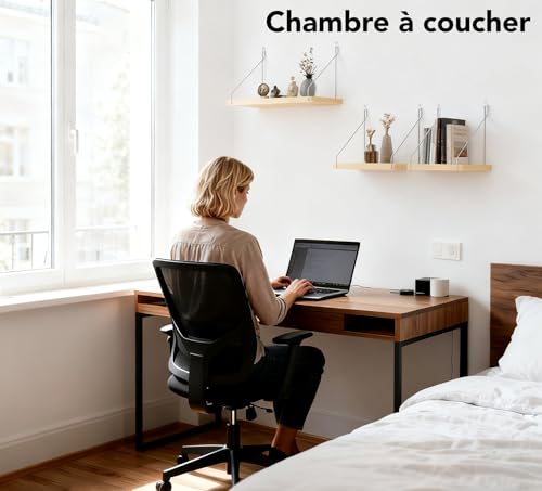 Repisas Pared de Madera 2 Piezas con Ganchos Metálicos Desmontables, Estante Flotante para Cocinas, Salones, Dormitorios y Baños Decoracion Pared, No Requiere Taladros para Instalación - imagen 3