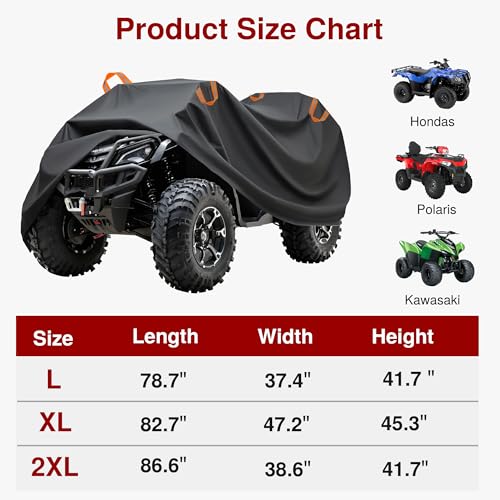 Image of Puroma Waterproof Motorcycle Cover for All Models | Windproof Buckle, Reflective Strips, UV Protection, Elastic Hem, Universal, for 4 Wheeler Quad Polaris Sportsman Yamaha Honda