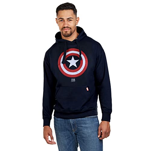 Cotton Soul Marvel Shield - Sudadera con capucha para hombre, azul marino, L Cover