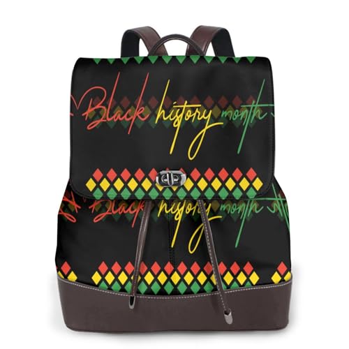 Black History Month Celebrated February Microfiber PU Leather Backpack Lightweight Daypack Bag for Travel Business Commute Gym