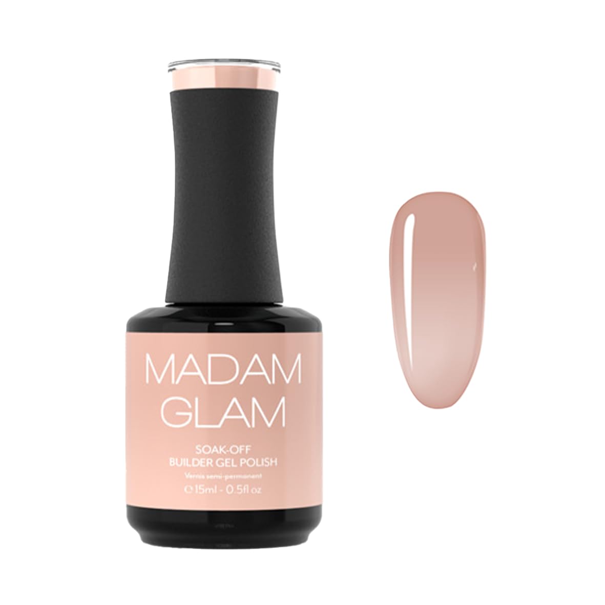 Madam Glam - Hema-Free Soak Off Builder Gel - Light Beige - UV LED Color 0.5oz / 15ml - Increases Nail Flexibility, Prevents Nail Breaking - Super Long Lasting