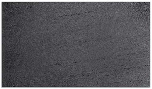 Herdabdeckplatte/Spritzschutz aus Glas, 1-teilig, 90x52cm, für Ceran- und Induktionsherde, Schwarze Schiefertafel Optik – Steintafel