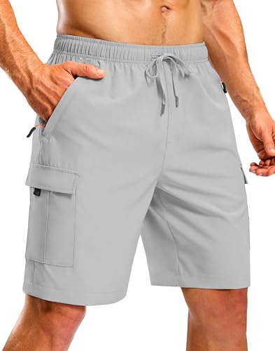 Image of Pudolla Men's Hiking Cargo Shorts with 5 Pockets Lightweight Casual Shorts