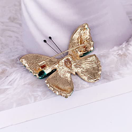 Image of SELOVO Butterfly Crystal Brooch Pin Jewelry Rhinestone Gold Tone