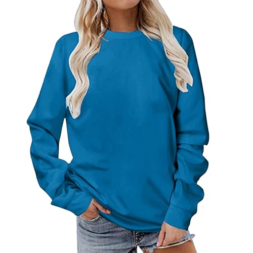 Sudadera casual de Año Nuevo para mujer, cuello redondo, color sólido, manga larga, talla grande, camisas sueltas para mujer, suéter de invierno de gran tamaño, para trabajo, oficina, tops sueltos,