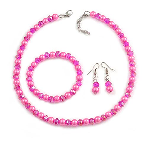 Collar de perlas de cristal rosa para invitadas de boda y eventos elegantes Avalaya