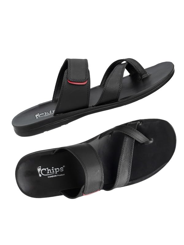 Image of Chips Men's BLACK Lightweight Slip-on Sandal Casual (HR91)
