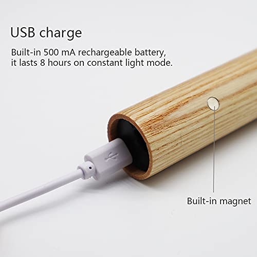 Image of Motion Sensor Light Indoor Night Light Wall Sconce Wooden Rechargeable Portable Magnetic Battery Operated LED Night Light for Kids Bathroom Toliet Light Closet Bedroom,White Ash Wood Pack 2