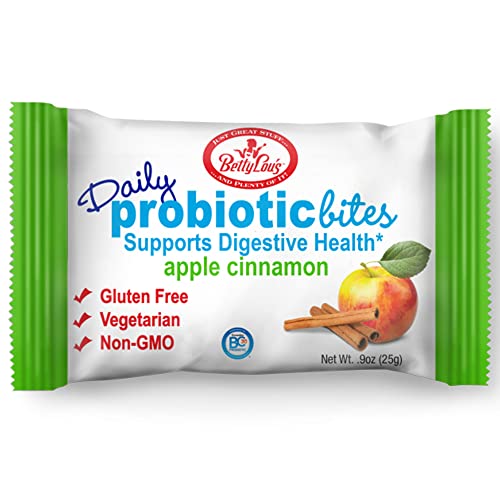 Betty Lou's Probiotic Bites - Apple Cinnamon | Deliciously Healthy Energy Snacks with Daily Probiotics for Kids & Adults | Gluten Free, Vegetarian, Non GMO | Individually Wrapped (12 Pack)