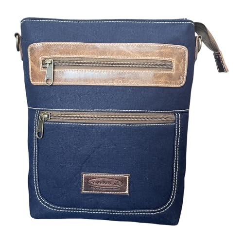 Sac bandoulière en toile et cuir Macha vintage avec sangle réglable