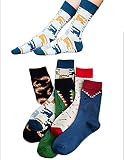 ZJKJ 5 Paar Damen Trendige Bunt Blumenröhren Baumwolle Socken Cartoon Lässige Mädchen Wadensocken