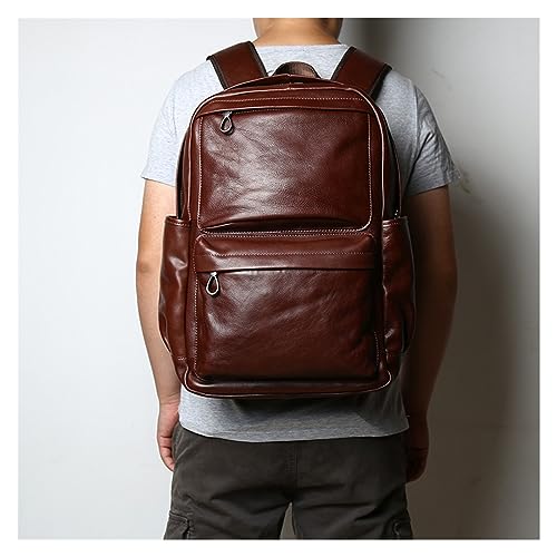 Leather Mens Backpack Fashion Travel Bag For Men Vintage Cowhide Backpack For Men(Black)2