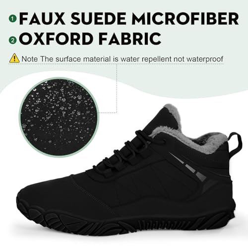 HiGropcore Barefoot Boots Womens Mens Fur Lined Winter Barefoot Shoes Waterproof Snow Boots Minimalist Wide Toe Box Warm Ankle Booties3