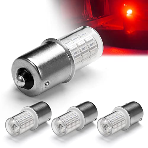 12V 1156 Ba15S Red 1003 1141 7506 Led Bulbs Brilliant Red, Dc Bayonet Single Contact Base,Ac10-24V Dc10-30Volt Led Replacement For Brake/Tail Lights,Blinker,Turn Signal/Parking Or Running Lights,4Pack #TOP22