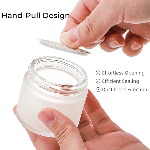 16 Pack 2 OZ Frosted Glass Jars, Empty Sample Cream Jar with Screw Lids & Inner Liners, Reusable Cosmetic Container for Body Scrubs, Lotion, Powder, Ointment, Makeup, Moisturiser, DIY Crafts3