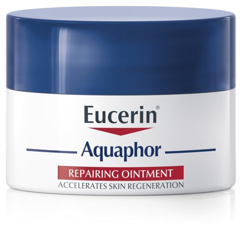 Eucerin Aquaphor Pomada Reparadora (7 ml), cacao para labios y nariz para una rápida cicatrización, bálsamo hidratante con Glicerina y sin perfume, para pieles secas y agrietadas