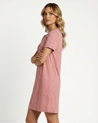 Image of Real Essentials 3 Pack: Women's Short Sleeve Nightgown Dress - Nightshirt Pajama Sleep Shirt Sleepwear (Available in Plus)