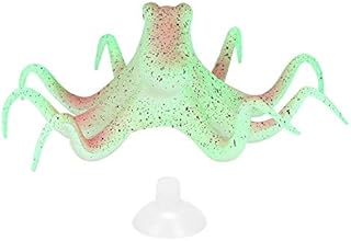 Hffheer Aquarium Octopus Decoration Fish Tank Fluorescent Octopus Ornament Artificial Silicone Simulation Octopus with Suction Cup(Green)