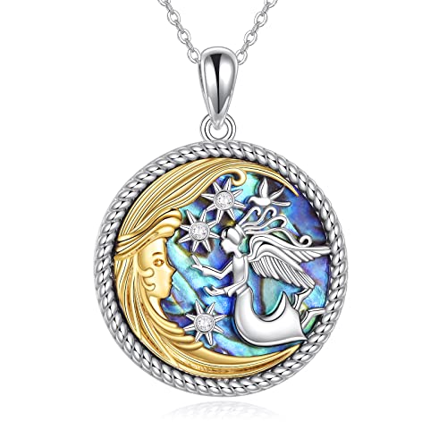 Urone Guardian Angel Necklace Sterling Silver Angel Pendant With Abalone Shell Birthday Christening Angel Jewelry Gift For Women Daughter #TOP10