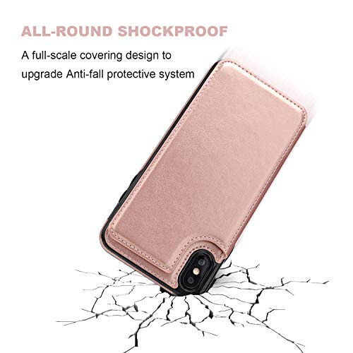 Iphone Xs Max Wallet Case With Card Holder,Ot Onetop Premium Pu Leather Kickstand Card Slots Case,Double Magnetic Clasp And Durable Shockproof Cover 6.5 Inch(Rose Gold) #TOP5