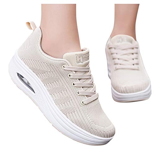 Mujer Zapatillas de Deporte Cuña Zapatos para Correr Plataforma Sneakers con Cordones Calzado de Malla Air Tacón 3 cm 2022u00a0 Calzados para Correr en Asfalto para Mujer