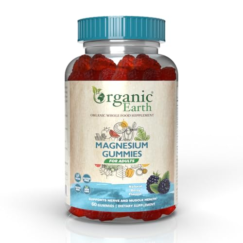 Organic Earth Magnesium Adults 60 Gummies | Natural Berry Flavour | Supports Nerve & Muscle Health | Gluten Free | Vegan