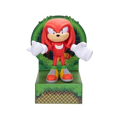 Sonic the Hedgehog 6-inch Knuckles Action Figure with Customizable Face Expressions and Holographic Display Base. Ages 14+ (Officially Licensed by Sega)