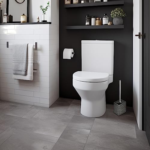 com-four 3 x szczotka do WC z wymienną głowicą – szlachetna szczotka do WC z uchwytem ze stali nierdzewnej – szczotka toaletowa – Ø 8 cm (03 sztuki – szczotka zapasowa czarna)