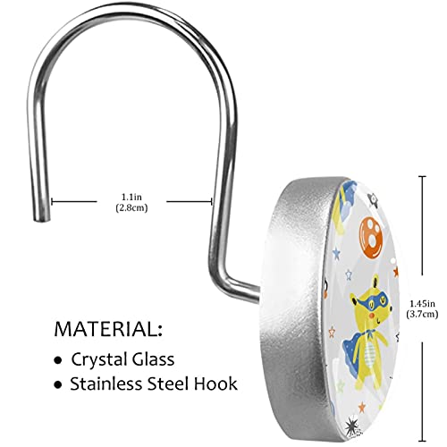 Crochets pour rideau de douche univers espace blanc en acier - 4