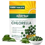 Sunlit Best USDA Organic Premium Chlorella Tablets 1000 Count | 100% Pure Chlorella Superfood Supplement High in Protein, Chlorophyll, Vitamins, & Minerals | Supports Good Health, Wellbeing