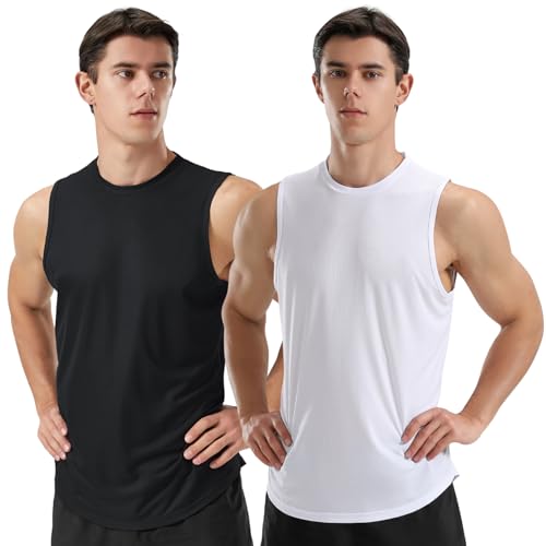 Image of VastraVibes Men's Gym Vest Sleeveless Tank Top | Moisture Wicking Quick Dry Workout Tshirt | Running Fitness Sports Activewear