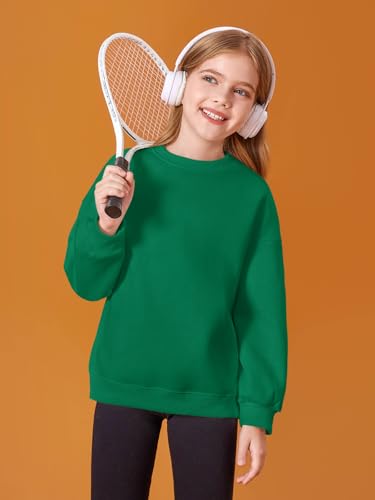 Image of Haloumoning Girls Oversized Crewneck Sweatshirts Kids Fleece Pullover Tops