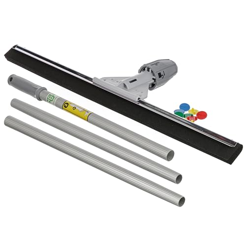 Unger Commercial SmartFit WaterWand 30" Heavy-Duty Floor Squeegee with 53" Aluminum Handle Ideal for Removing Water and Dirt from Uneven Surfaces, Grouted Tile, and Non-Slip Flooring HM30K