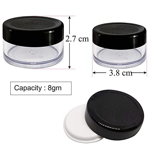Image of Zenvista Empty Cosmetic Containers, Acrylic Jars, Small Containers For Cosmetics, Lip Balm Containers,Transparent Jar With Black Cap-8 gm (Pack of 10)