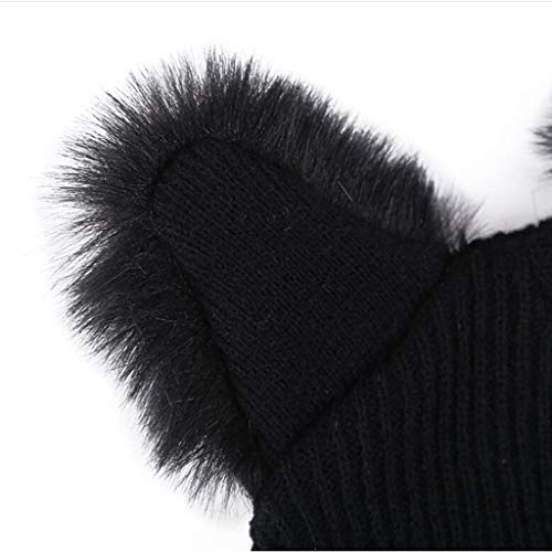 Fityle Mulheres Inverno Malha Chapéu Gorro Chapéu Ski Slouch Cap Orelhas De Gato Bonito Quente