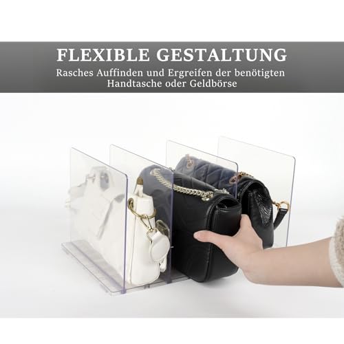 LARENNT 5 Stück Transparente Acryl Regaltrenner - Abnehmbarer und Verstellbarer Handtaschen Aufbewahrung - Schrankregaltrenner und Organizer - für Schlafzimmer Schränke Bücherregal Küchenschrank