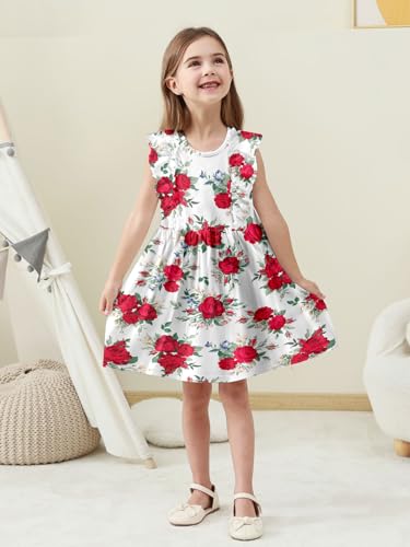 RAISEVERN Toddler Girls Dress Summer Ruffle Sleeve Dresses Sleeveless Tie Back Sundress for Kids 2-6T2