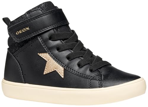 Geox J GISLI Girl Sneaker, Black/Champagne, 35 EU, Black Champagne, 35 EU