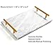 Moreast Genuine Marble Tray Bathroom Tray with Golden Handle, Natural Stone Decorative Tray with Metal Handle for Bathroom Kitchen Vanity Dresser Nightstand Desk, 11.8