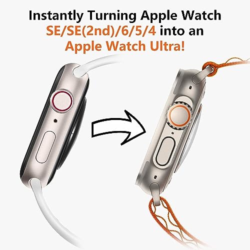 Image of Meyaar Hard Case for Apple Watch Series 6 5 4 SE /SE2 40mm [Looks Like Ultra Protector] Ultra Upgrade Case Tempered Glass Protective Cover for Apple Watch SE 2nd gen 2022 / Series 6 /5 /4 SE (40mm)