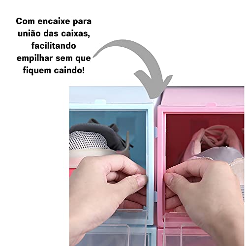 Caixa Organizadora De Sapato Plástico Empilhável Para Guardar Tênis Calçados