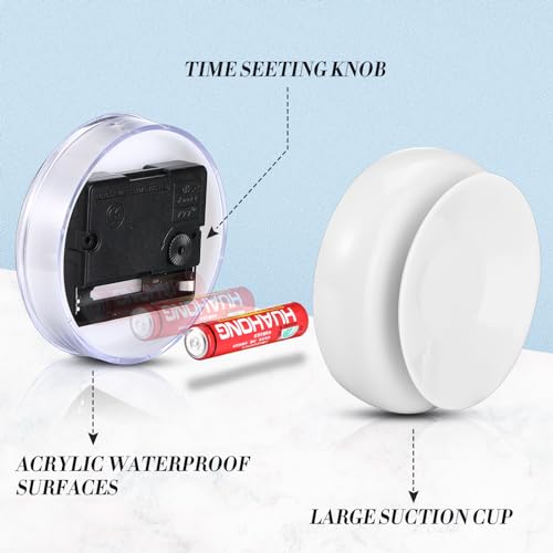 Weewooday MG-WEEWOODAY-5131 Bathroom Clock White Shower Wall Clock Water Resistant Clock Waterproof Clock Small Digital Clock Bathroom thumb #2