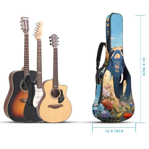 Housse guitare acoustique 40 pouces imperméable à motif éléphant