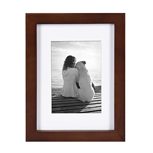 Designovation Gallery Wood Photo Frame Set For Customizable Wall Or Desktop Display, Walnut Brown 5X7 Matted To 3.5X5, Pack Of 4 #TOP7