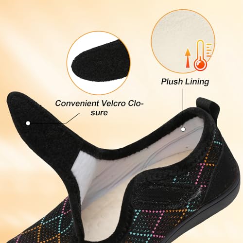 Image of LeIsfIt Womens Slippers Wide Diabetic Shoes Adjustable Arthritis Edema House Shoes Indoor Outdoor Slippers