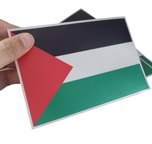 Image of 4 Pack Reflective Palestinian Flag Sticker - 6 x 4 Inches - Palestine Flag Sticker -Free Palestine Decal Waterproof for Car Bumper Trucks Window Bumper Laptop