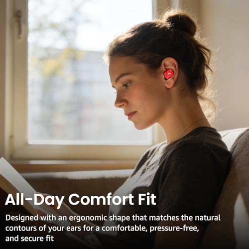 TOZO Hybrid Active Noise Cancelling Earbuds, 45dB ANC Wireless Earbuds, 6-Mic ENC for Clear Calls, Deep Bass, 59H Playtime, IPX8 Waterproof, Bluetooth 5.3 Ear Buds with App for Custom EQ (Red) - 7